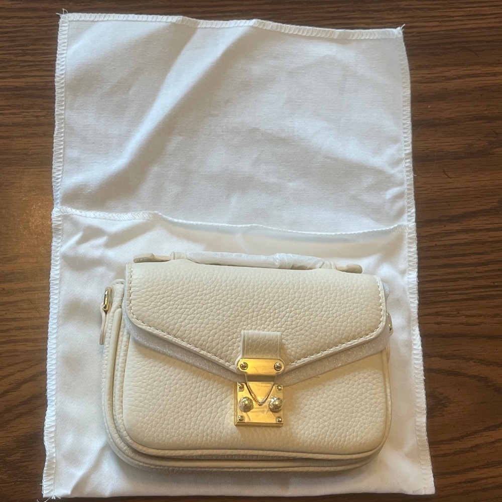 NWOT Dress Up Your Purse Micro Paris 15 in Cream Leather with Gold Hardware